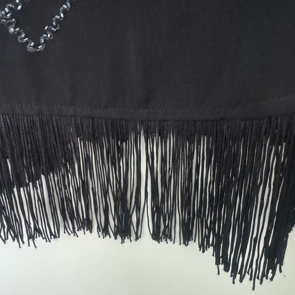Express Black Fringe and Beaded Tank Top Size S - Picture 6 of 8